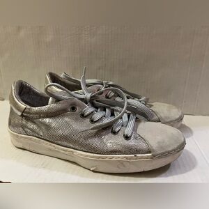 A.S. 98 Glitter  Silver  Womens Size 40  Suede Distressed Sneakers
